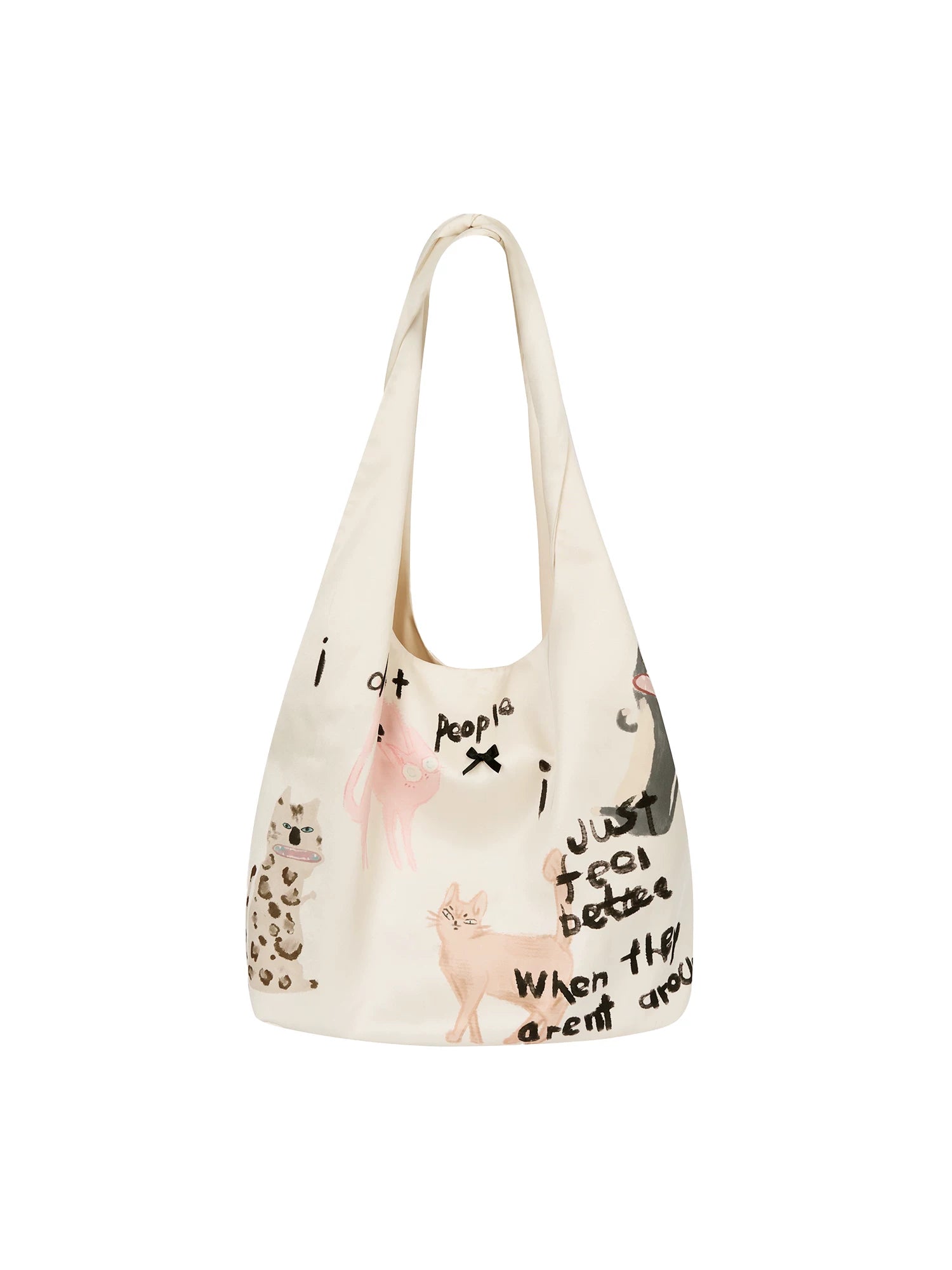 Introvert Kittens Doodle Hobo Tote