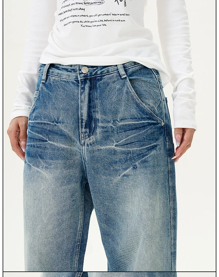 Vintage Blue Wash Wide Leg Jeans