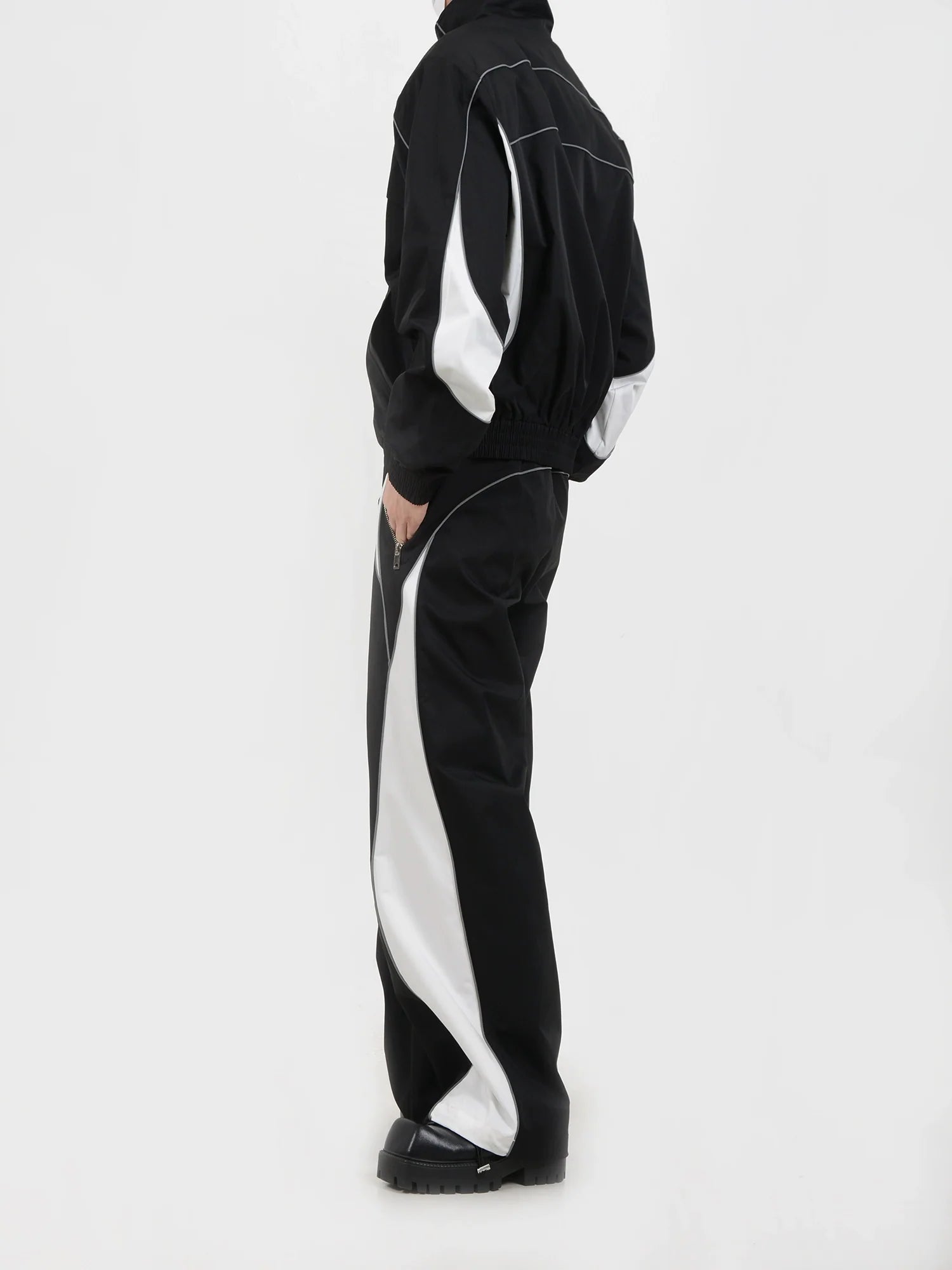 Sporty Jacket and Wide-Leg Track Pants