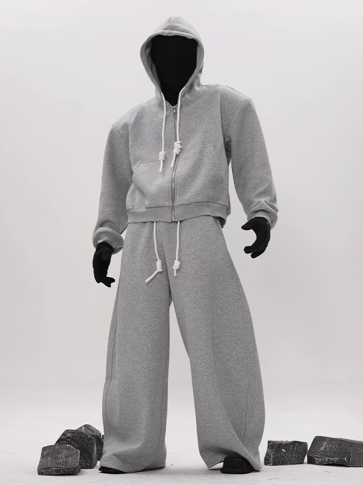 Granite Drift Wide‑Leg Fleece Sweat Pants