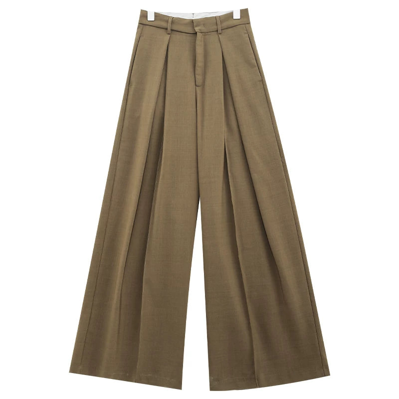 Fluid Pleated Wide-Leg Trousers