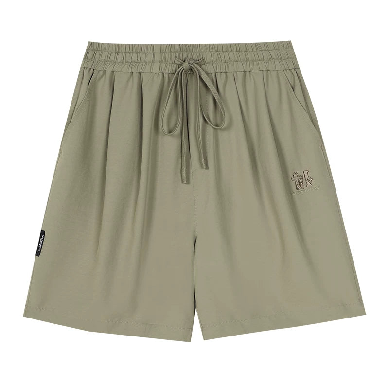 Embroidered Drawstring Bermuda Shorts
