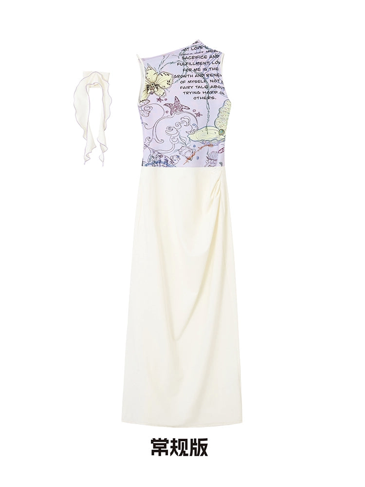 Lavender Print Two-Piece Maxi Dress