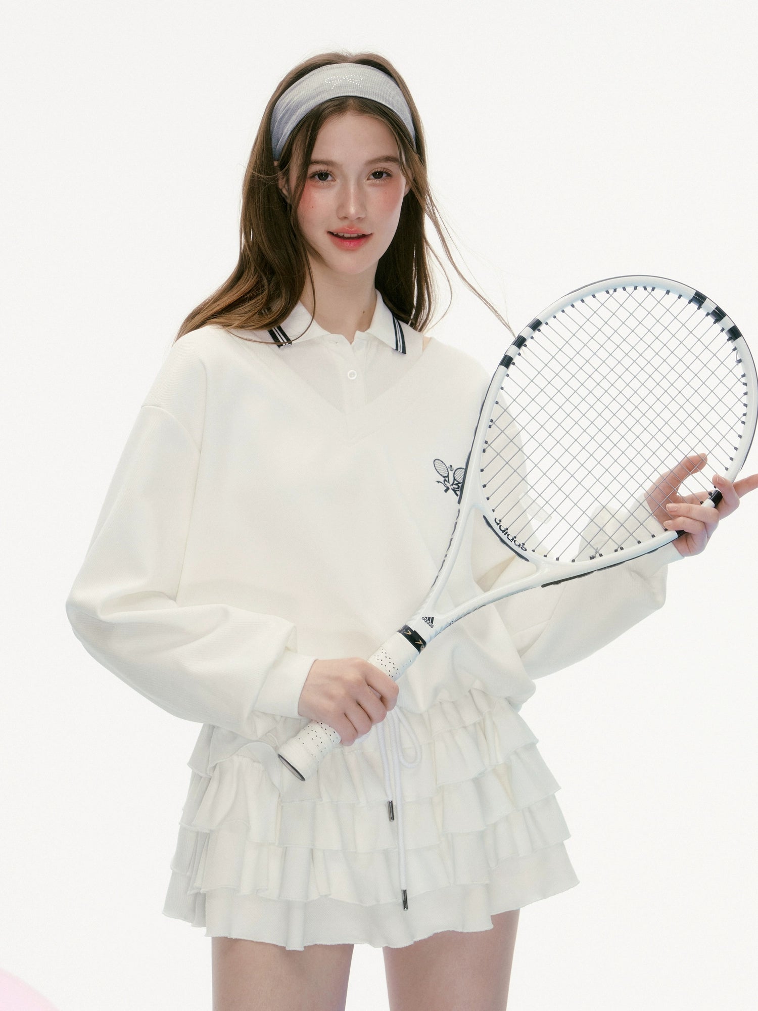 Tennis Racket Embroidered Polo Dress