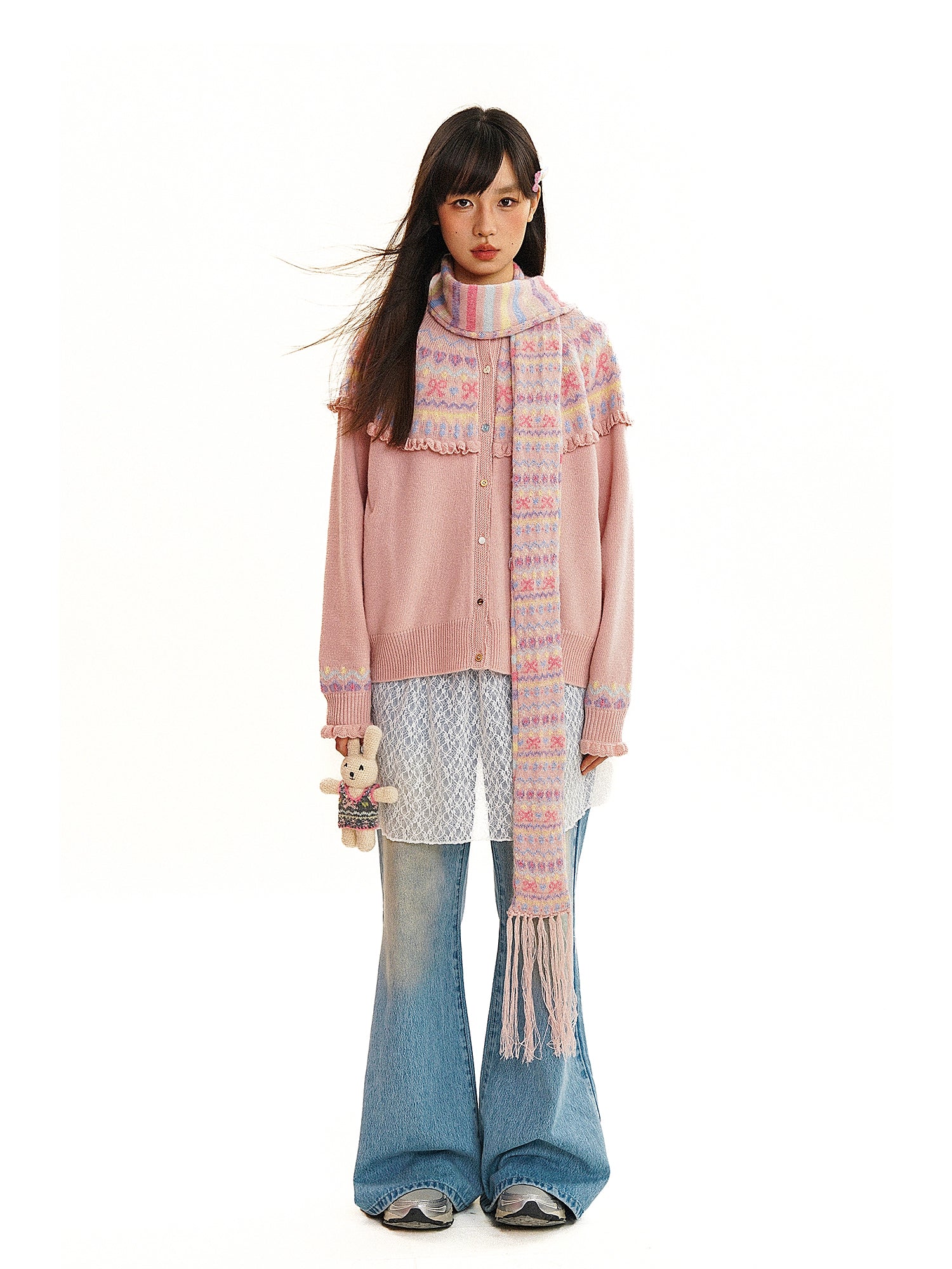Vintage Fringe Fairisle Crochet Cardigan - chiclara