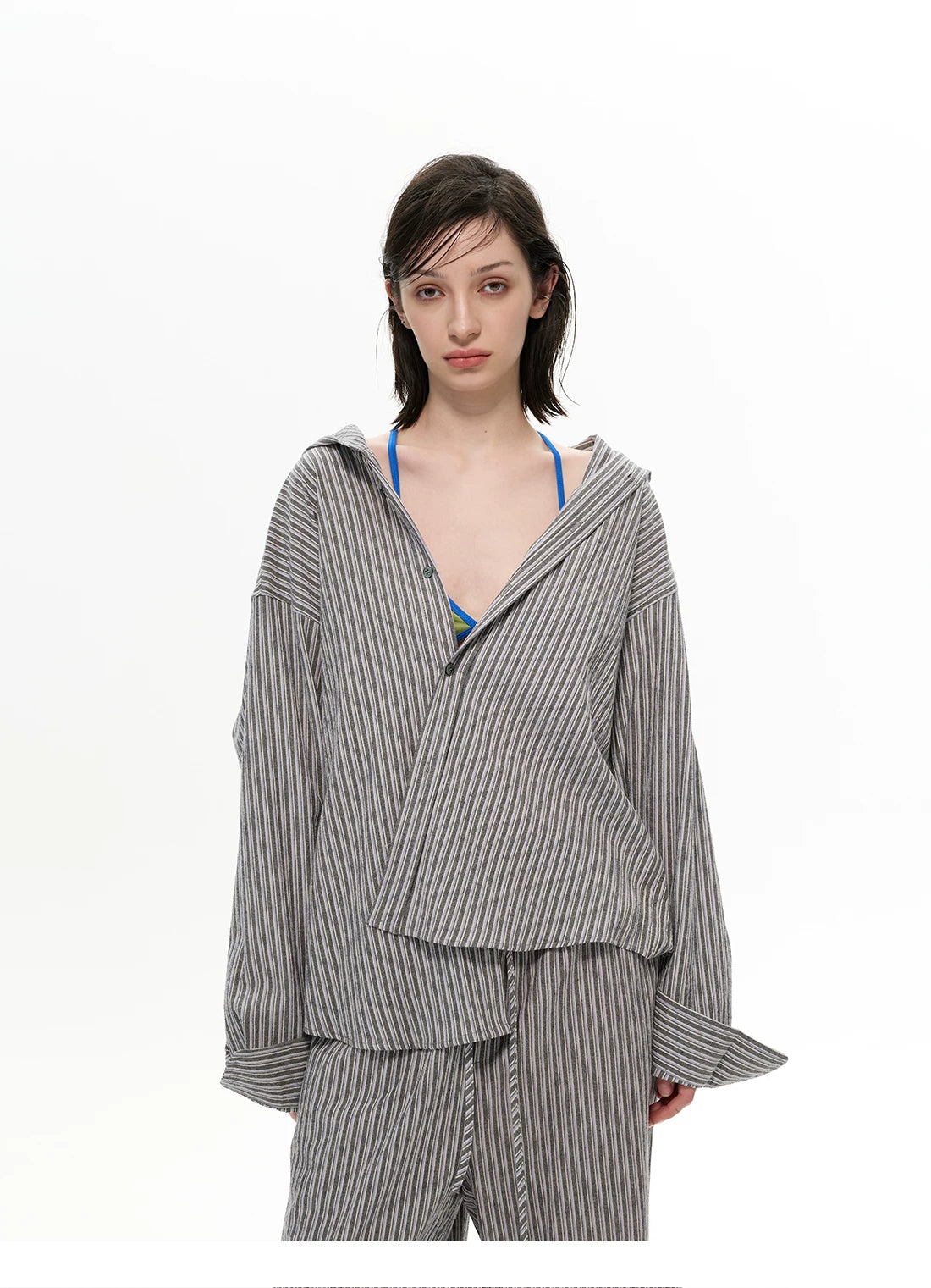 Drape Line Pinstripe Lounge Shirt