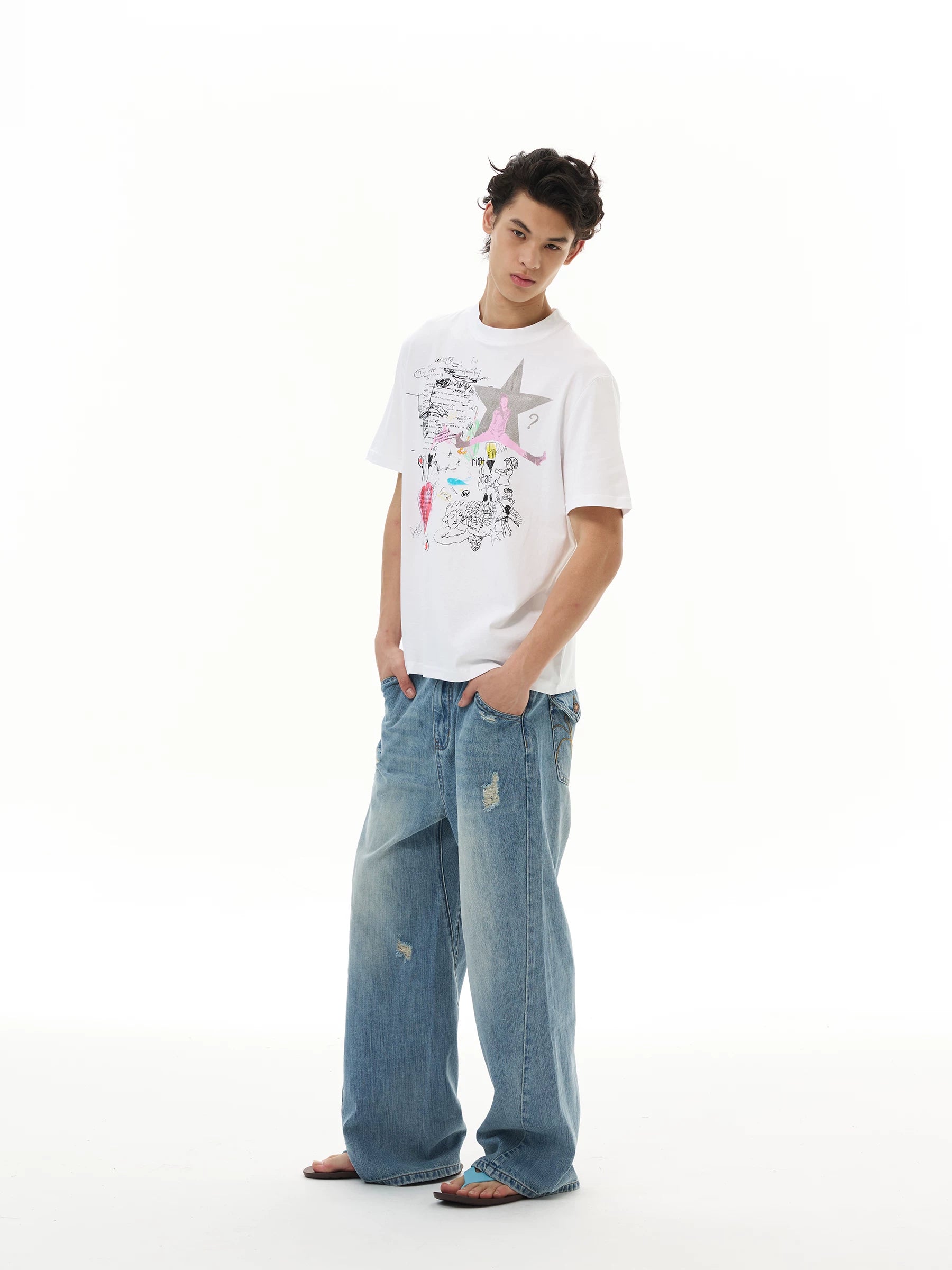 Ocean Fade Super‑Wide Jeans