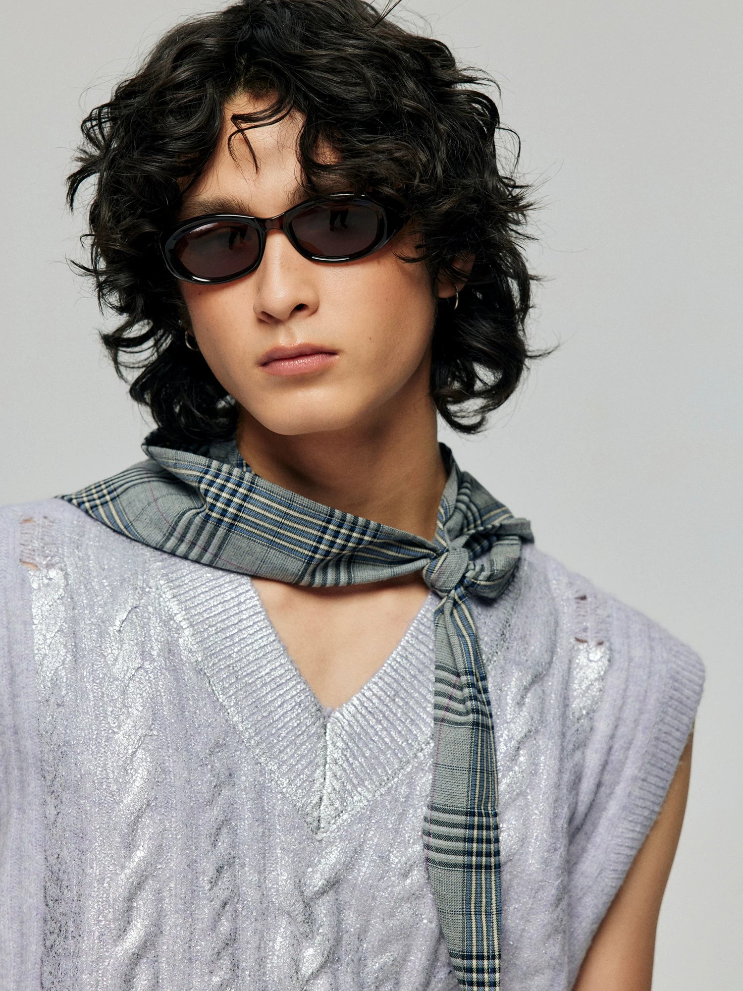 Plaid Whisper Tie-Hood Scarf