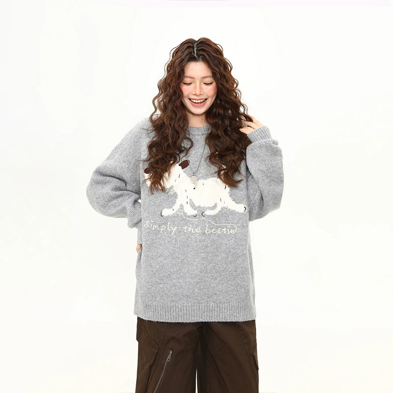 Snowy Pup Bestie Knit Sweater