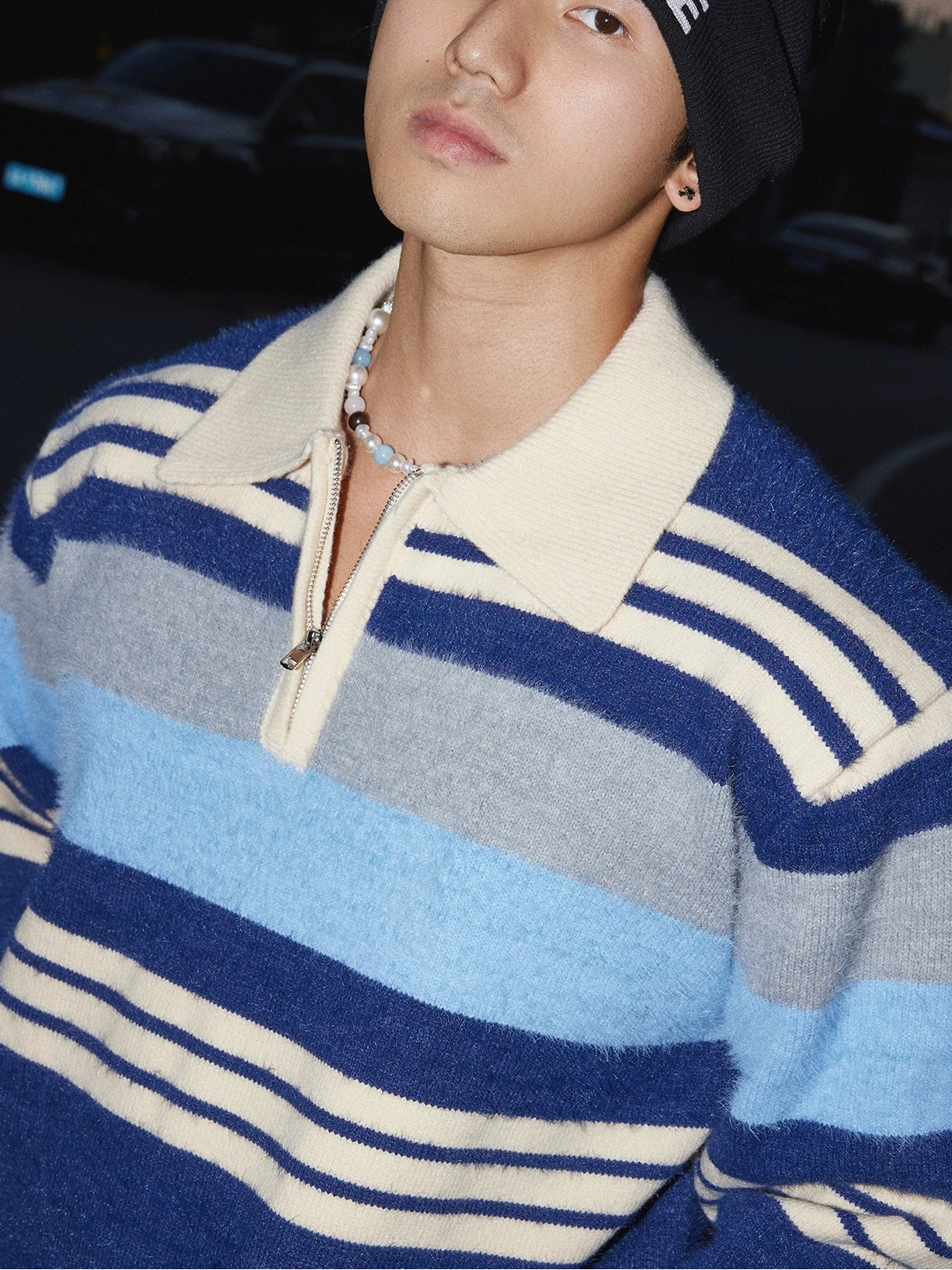 Horizon Striped Knit Polo Sweater