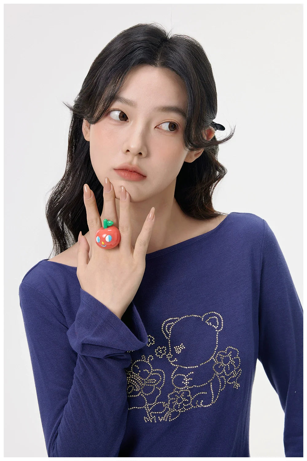 Cute Apple Face Statement Ring