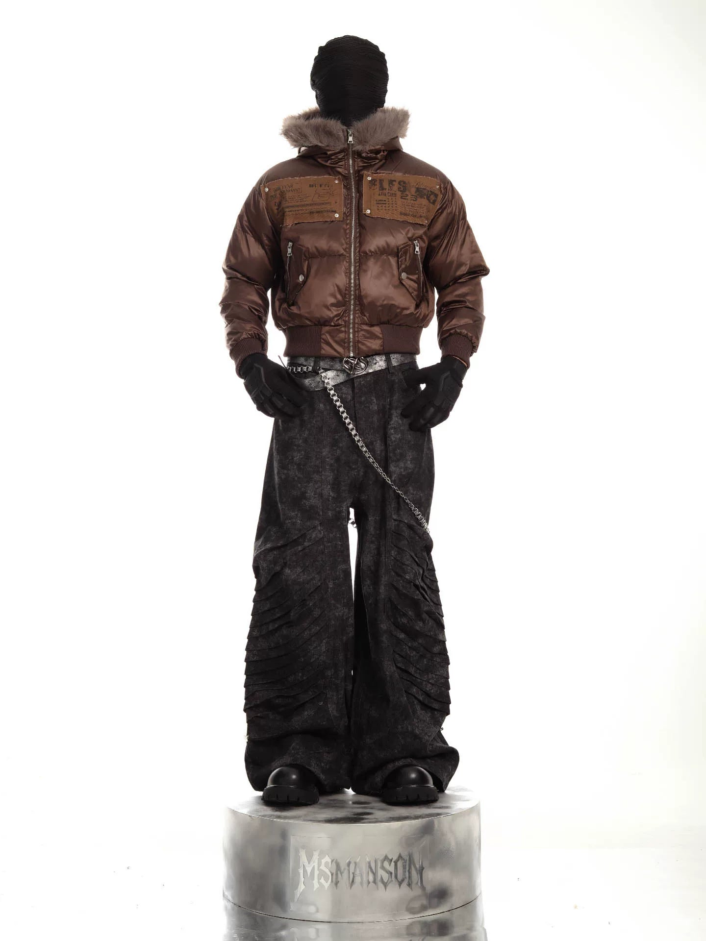 Frost Signal Fur-Trimmed Patch Puffer Jacket