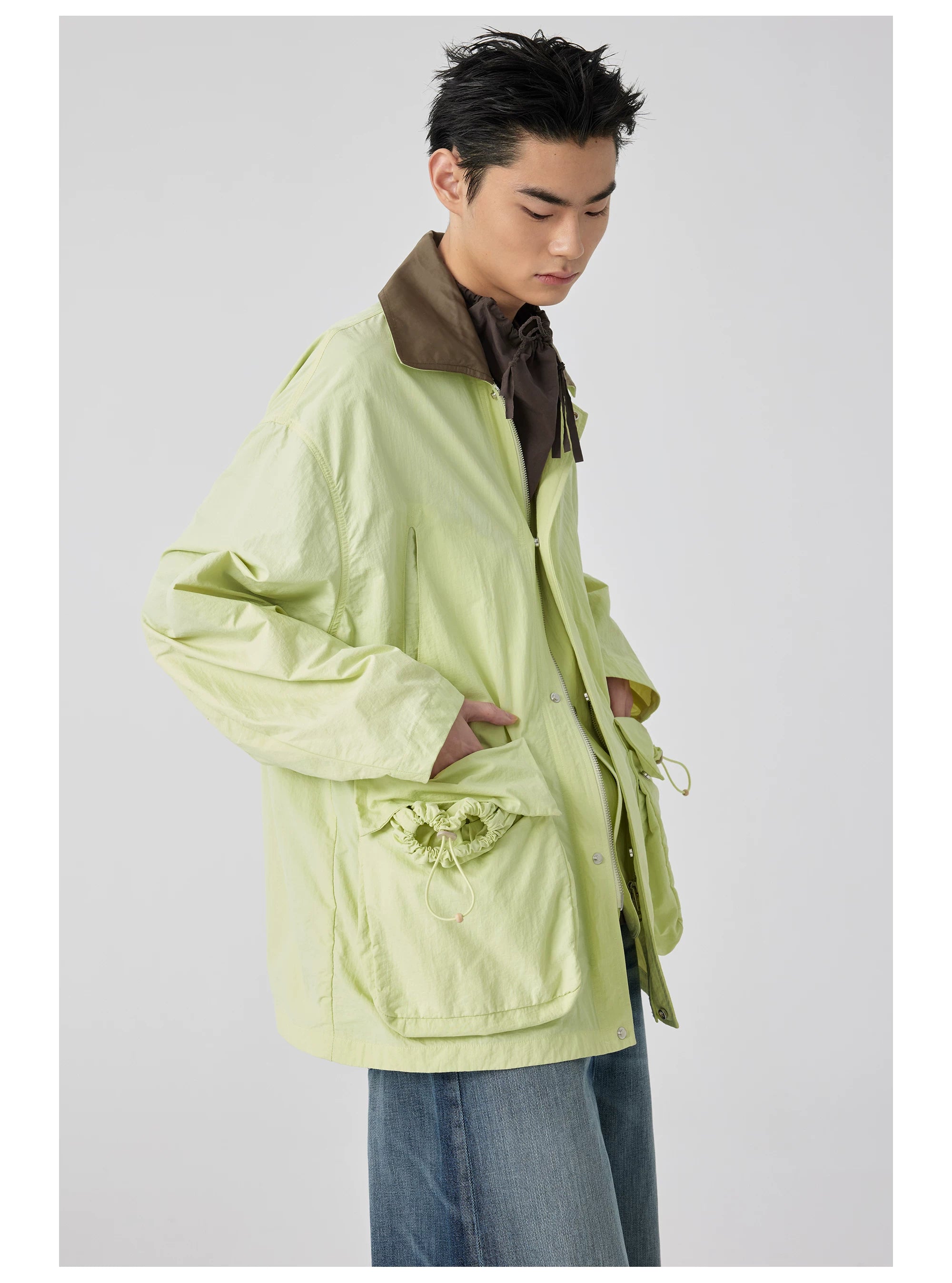 Contrast Collar Safari Jacket