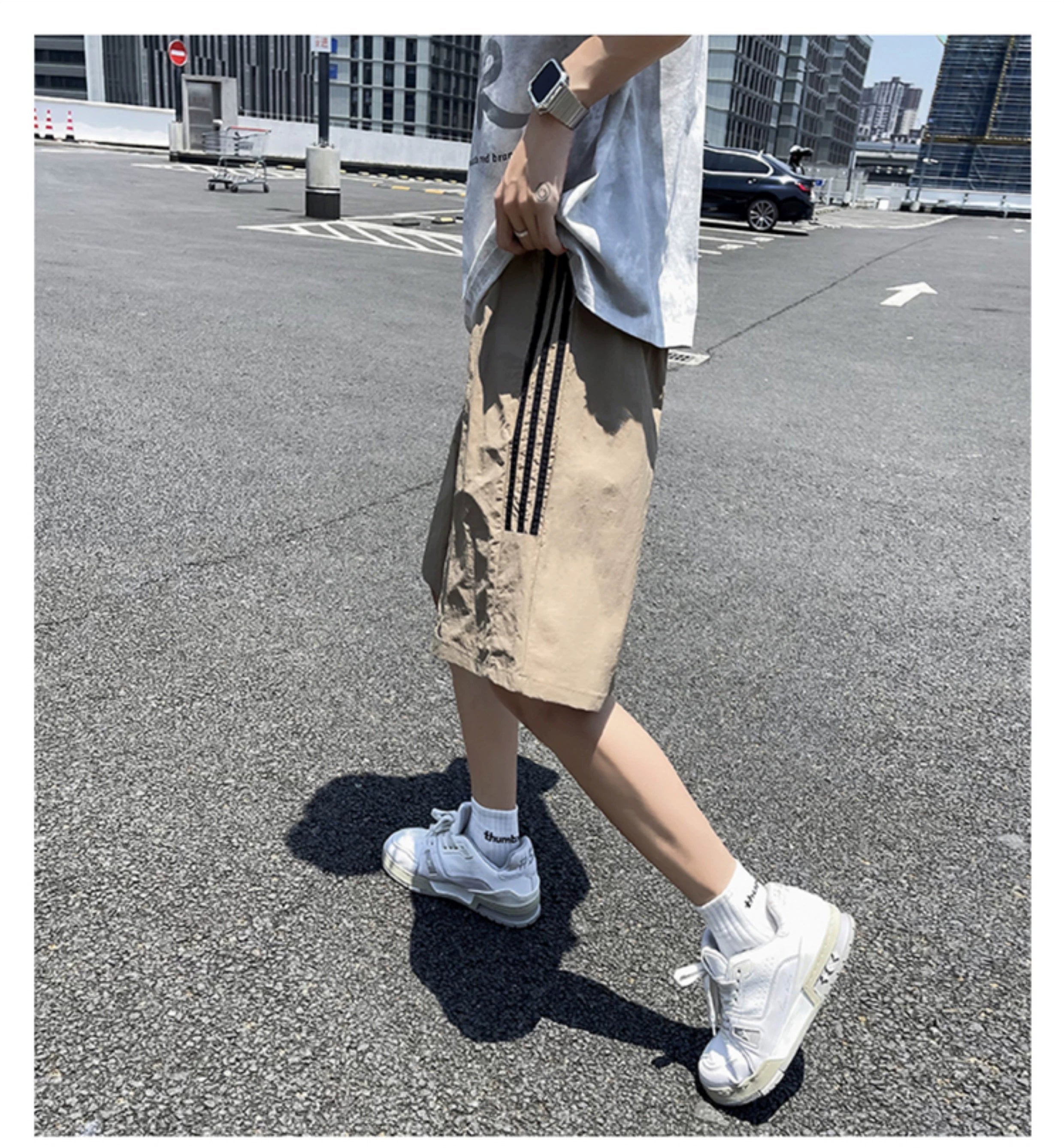 Shiny Stripe Bermuda Shorts