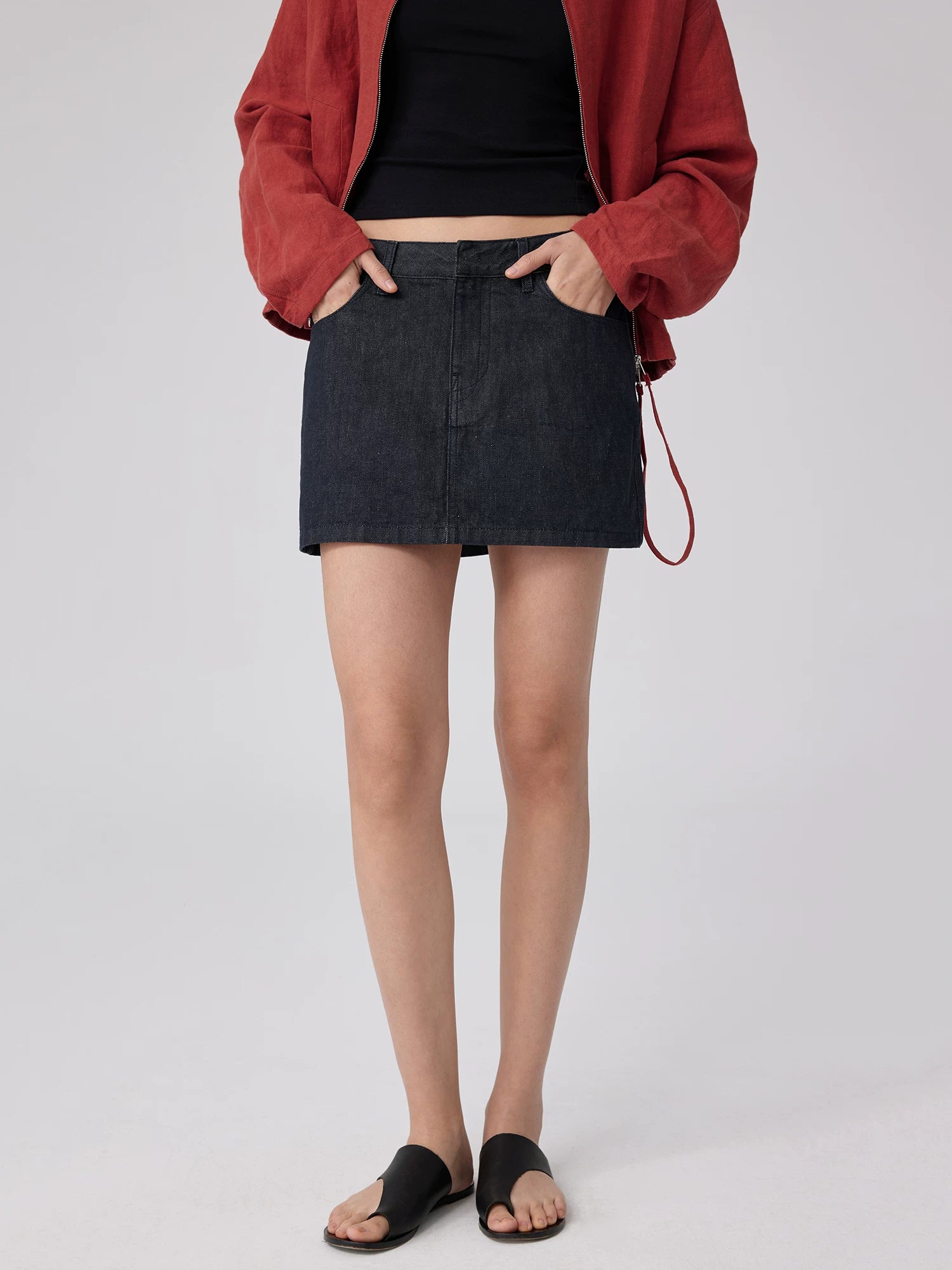 Black Denim Mini Skirt
