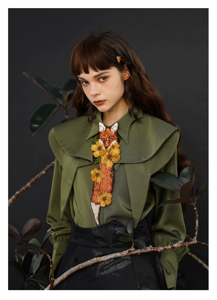 Foxy Flora Embroidered Necktie - chiclara