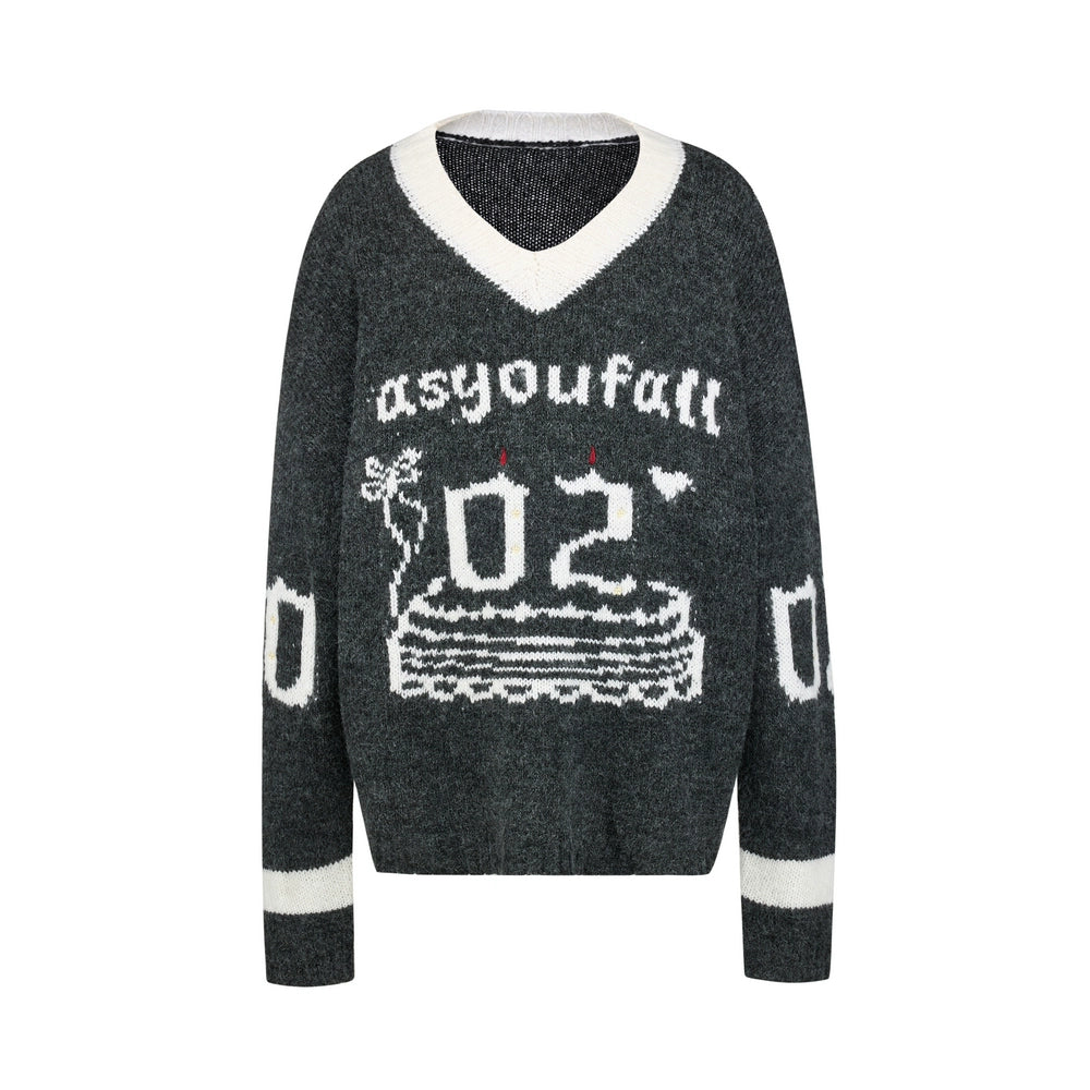 Birthday Cake V-Neck Sweater