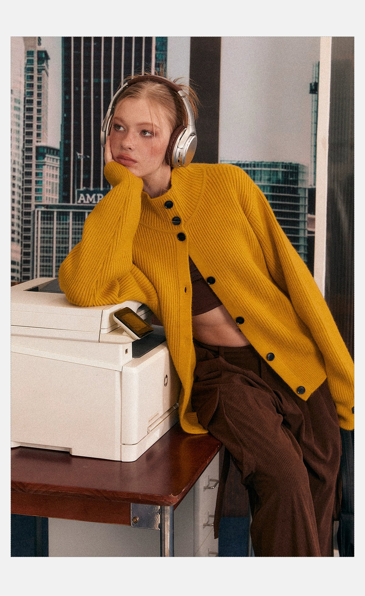 Ribbed Knit Texture Button-Up Cardigan
