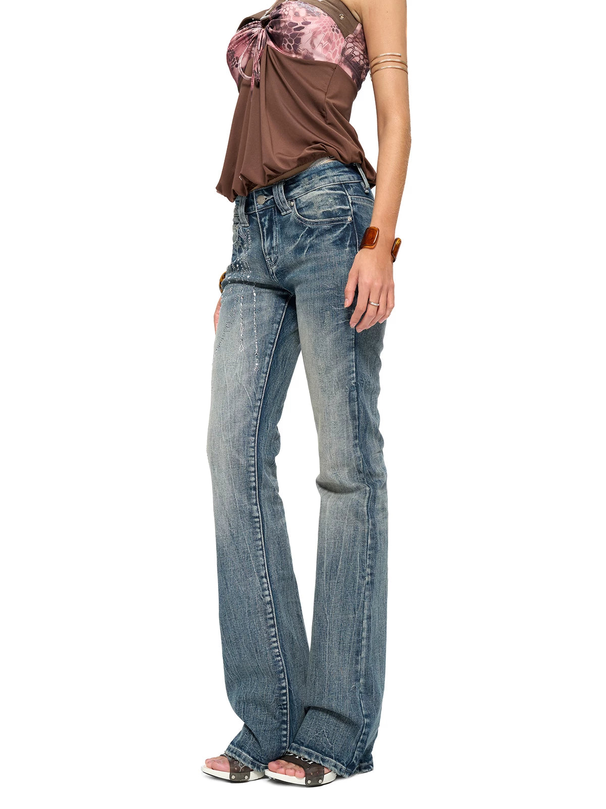 Starlit Chain Arc Bootcut Jeans
