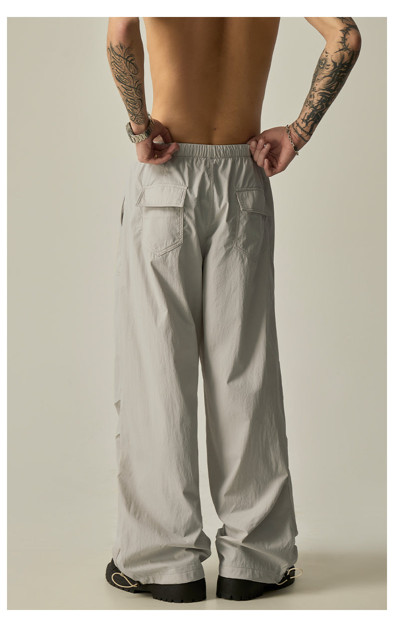 Beige Relaxed Drawstring Track Pants