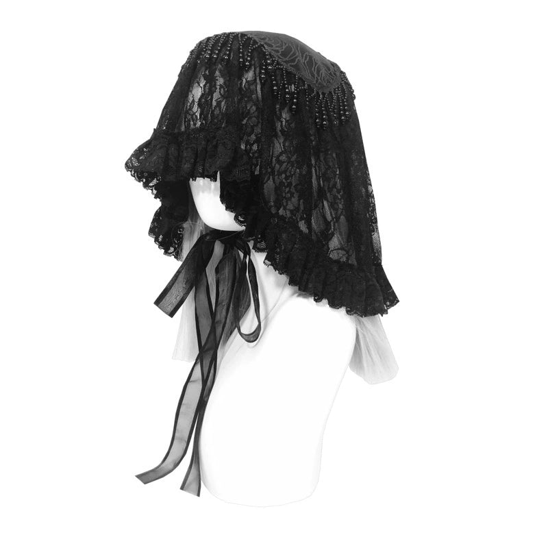 Gothic Black Lace Bonnet Veil
