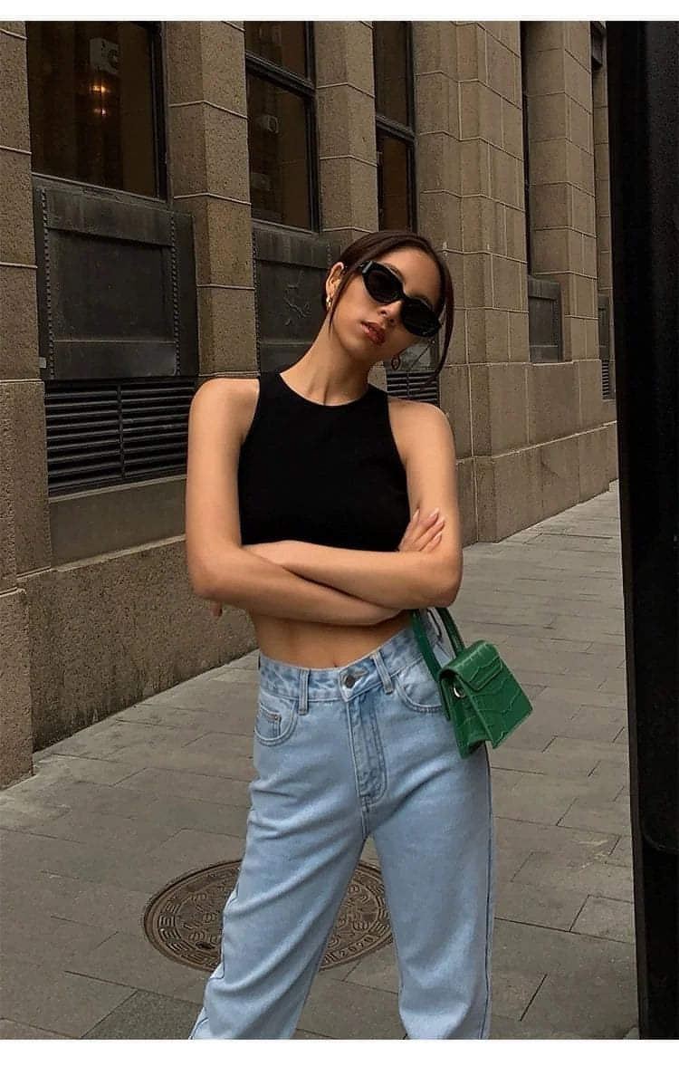 Summer Black Knitted Tank Top - chiclara