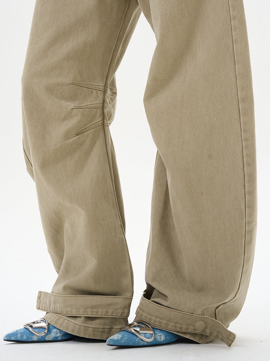 Khaki Loose Wide Leg Jeans
