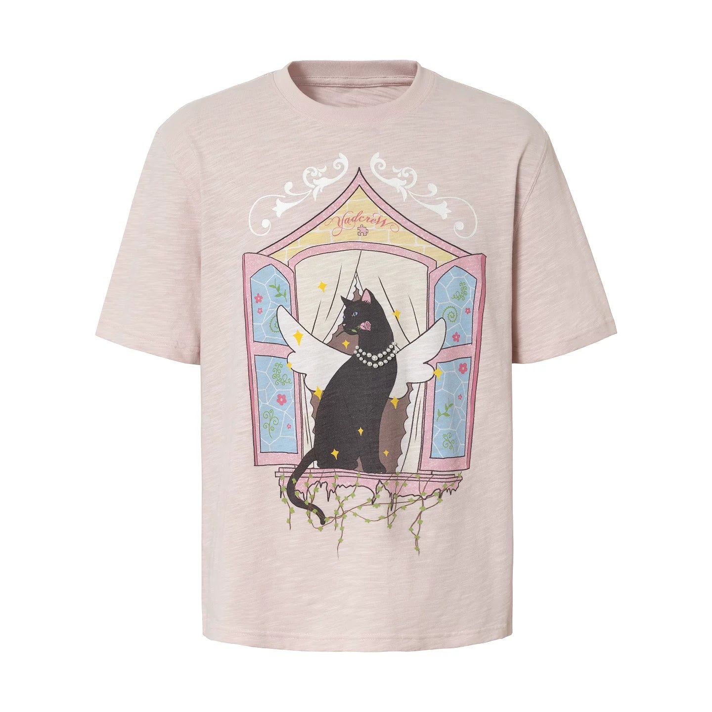 Winged Cat Window Graphic T Shirt