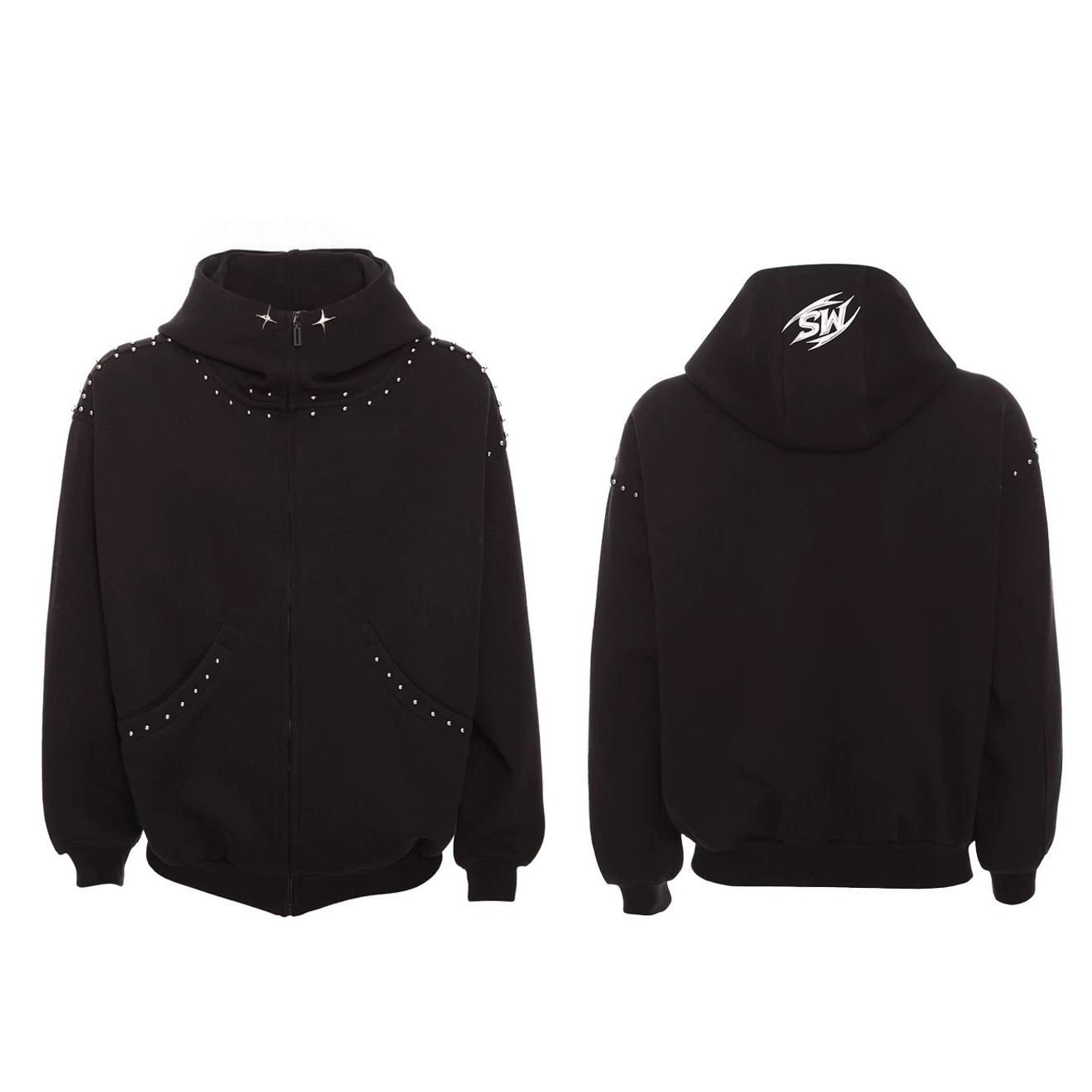 Starlit Spire Studded Logo Hoodie