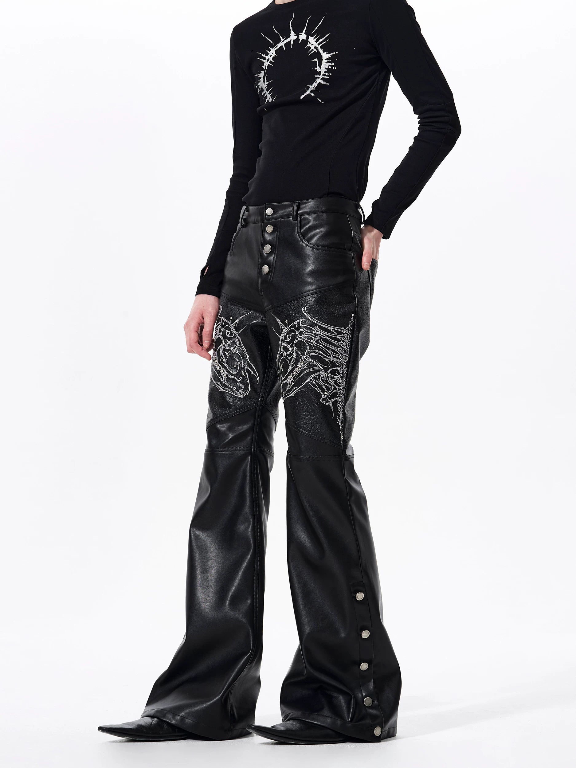 Dragon Howl Flare Leather Pants