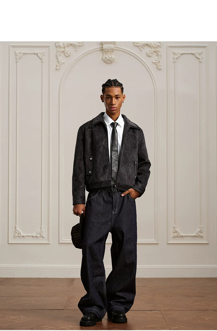 Textured Western Yoke Zip Front Jacket