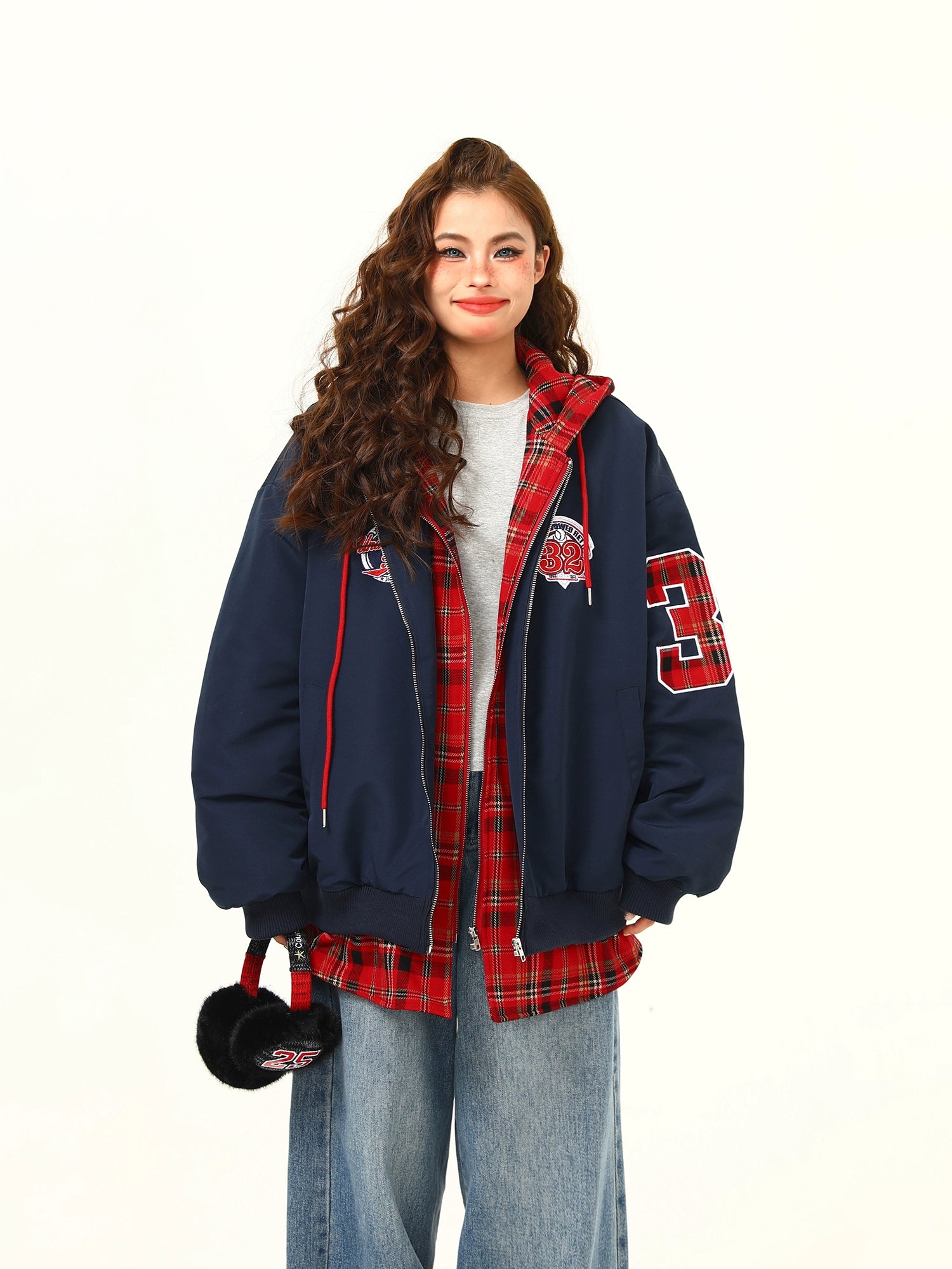 Varsity Patchwork Layered Bomber Jacket