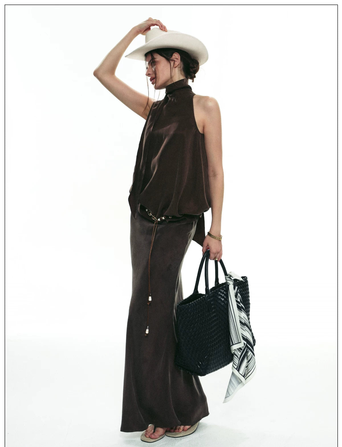 Espresso Nocturne Draped Halter Top