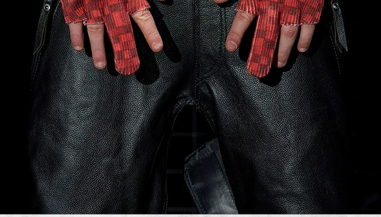Red Fingerless Star Patch Gloves