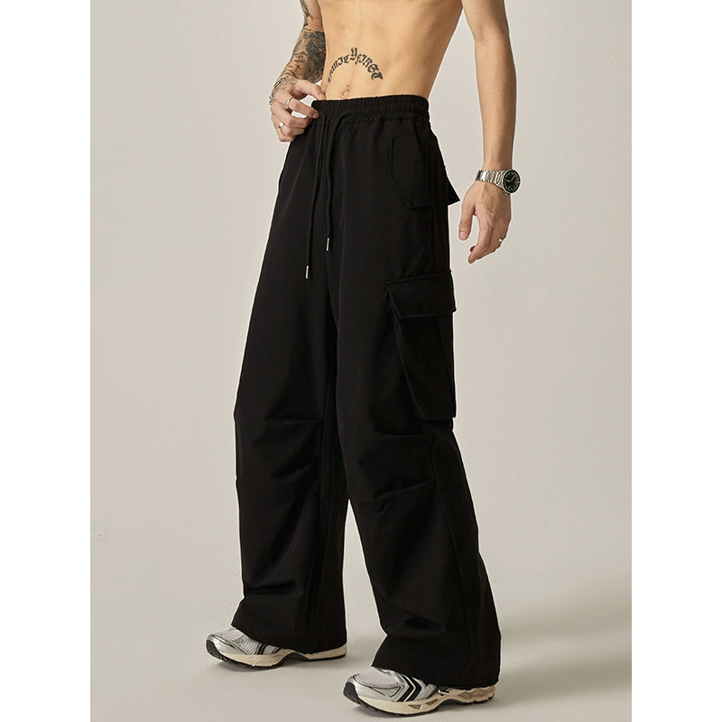 Gray Cargo Wide Leg Pants