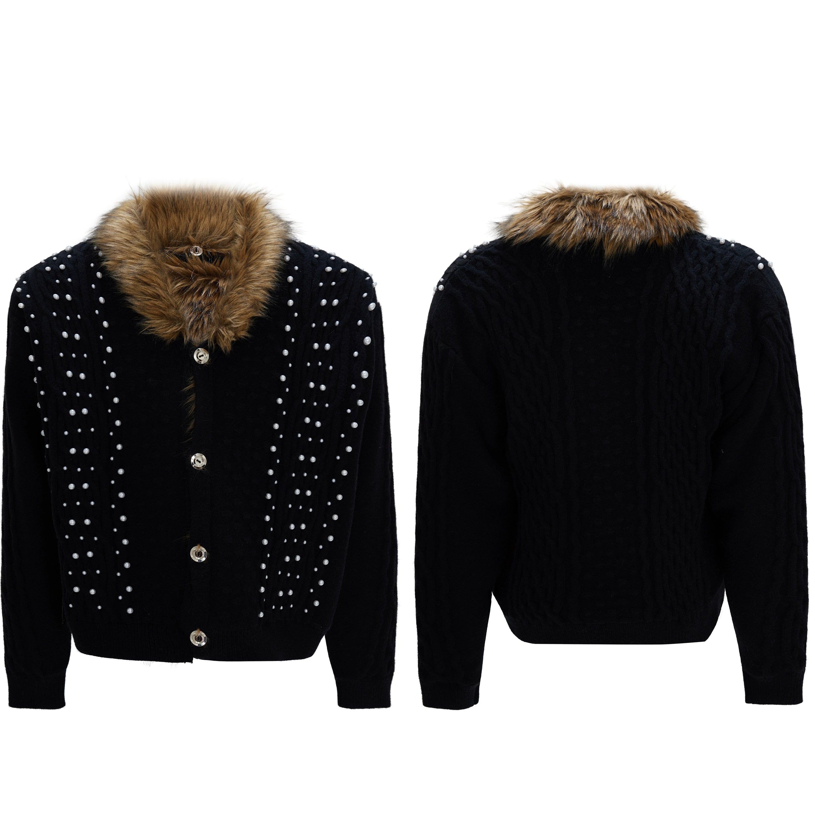 Pearl Frost Fur Collar Cardigan
