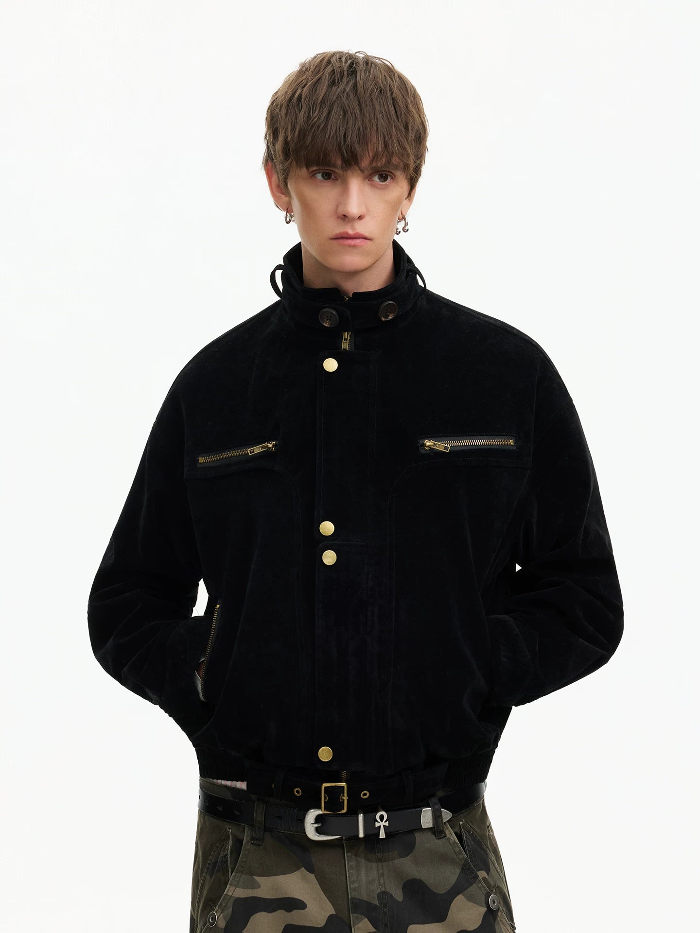 Midnight Garrison Velvet Utility Jacket