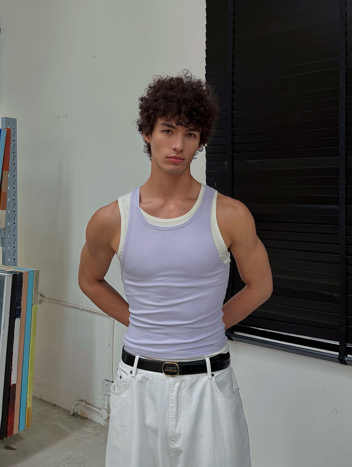 Grey/White Purple Two Piece Tank Top