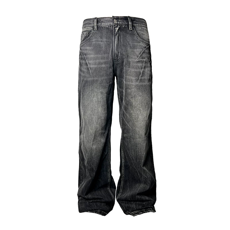 Vintage Wash Wide-Leg Stack Jeans