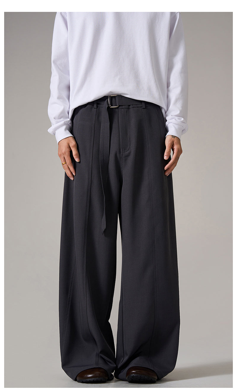 브라운 릴렉스 와이드 레그 팬츠