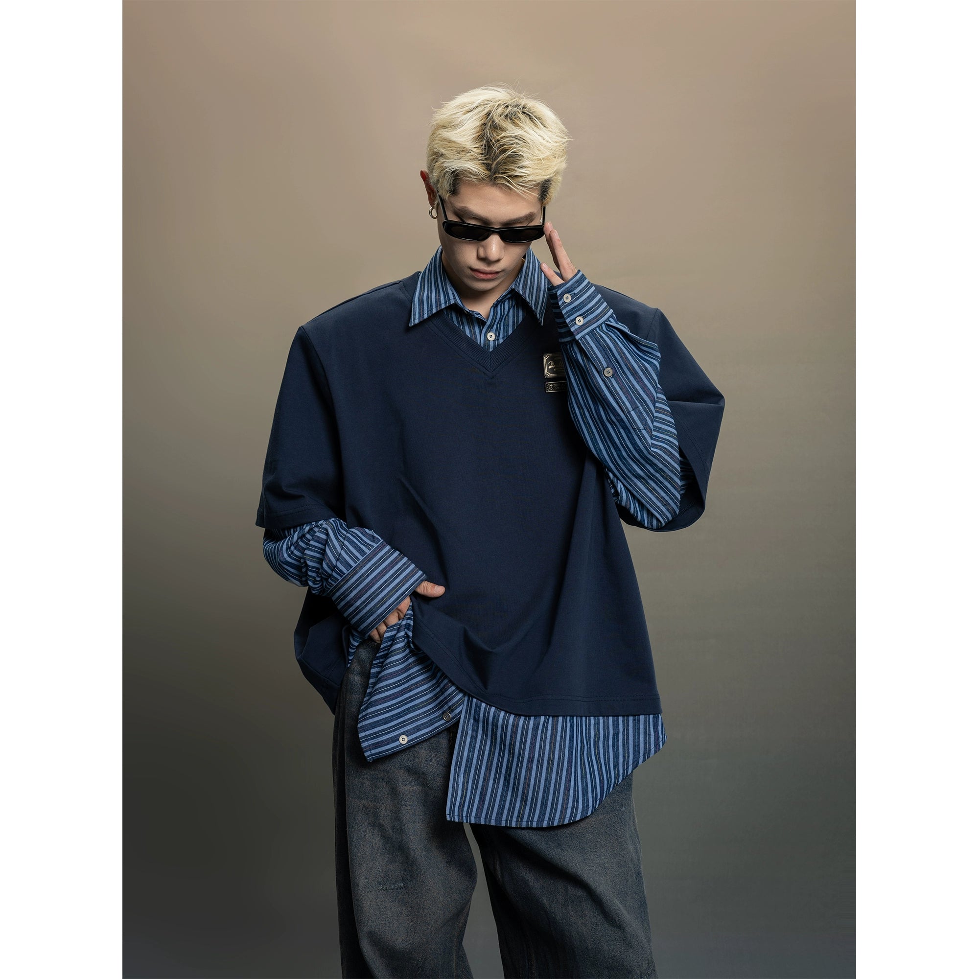 Indigo Layered Stripe Fusion Shirt
