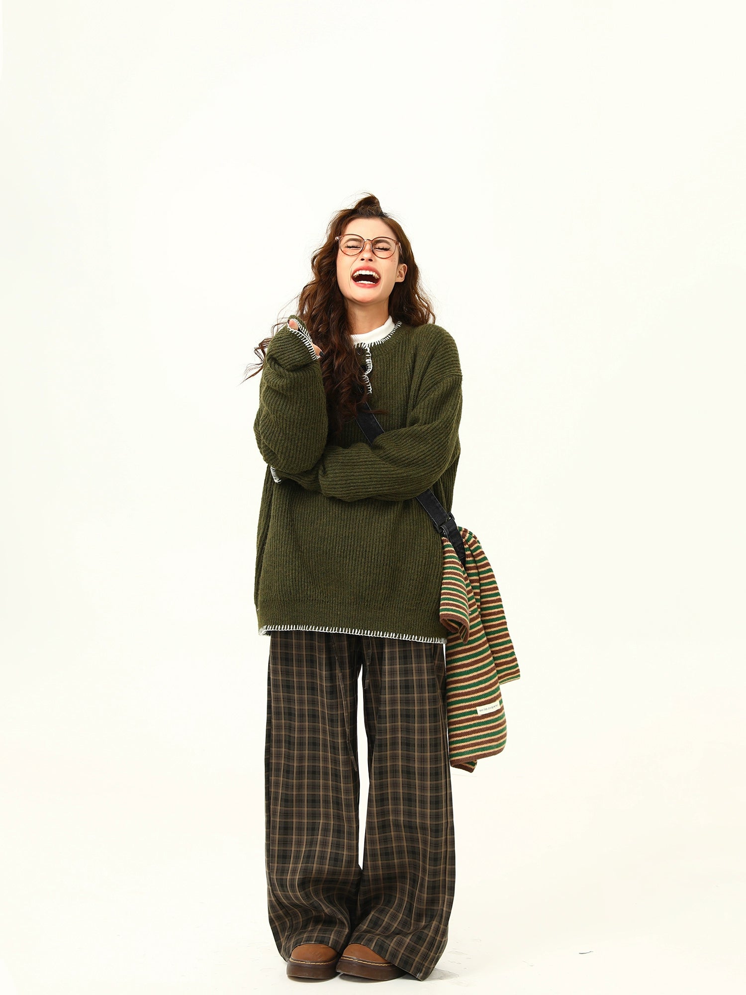 Oversized Cozy Button Trimmed Knit Sweater