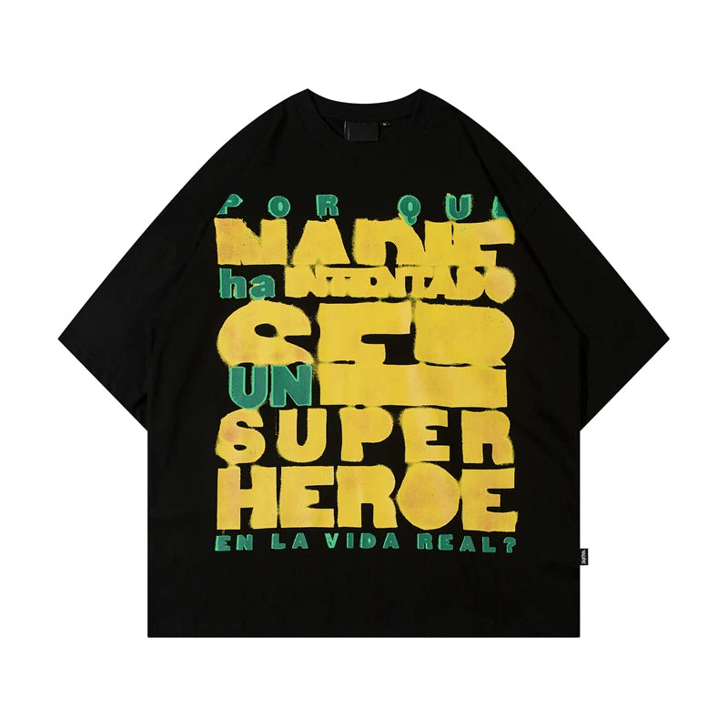 Camiseta de manga corta estética de ropa de calle moderna