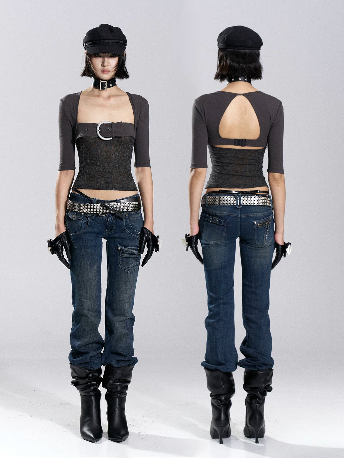 Vesper Buckle Lace Corset Top