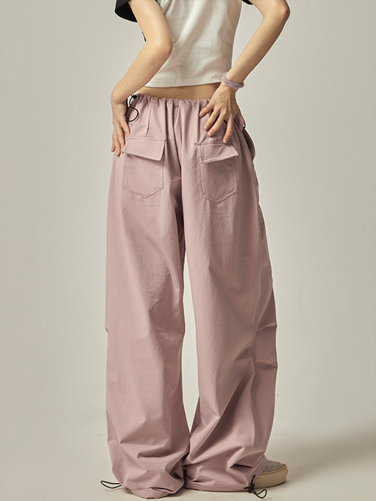 Pink Wide Leg Cargo Pants