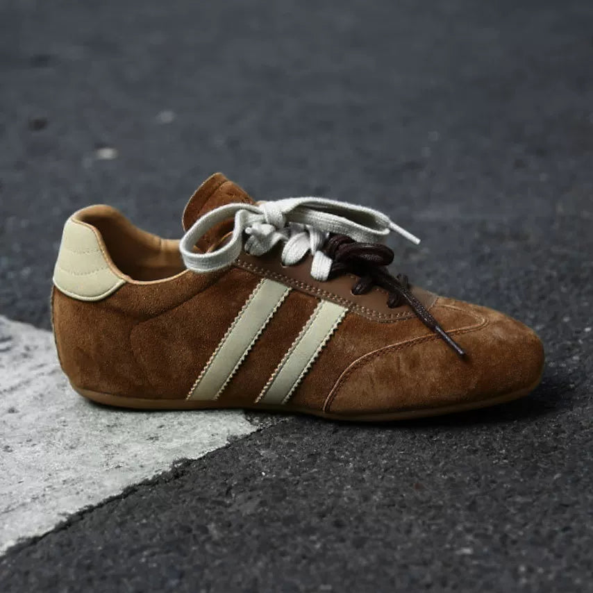 Vintage Brown Suede Stripe Shoes