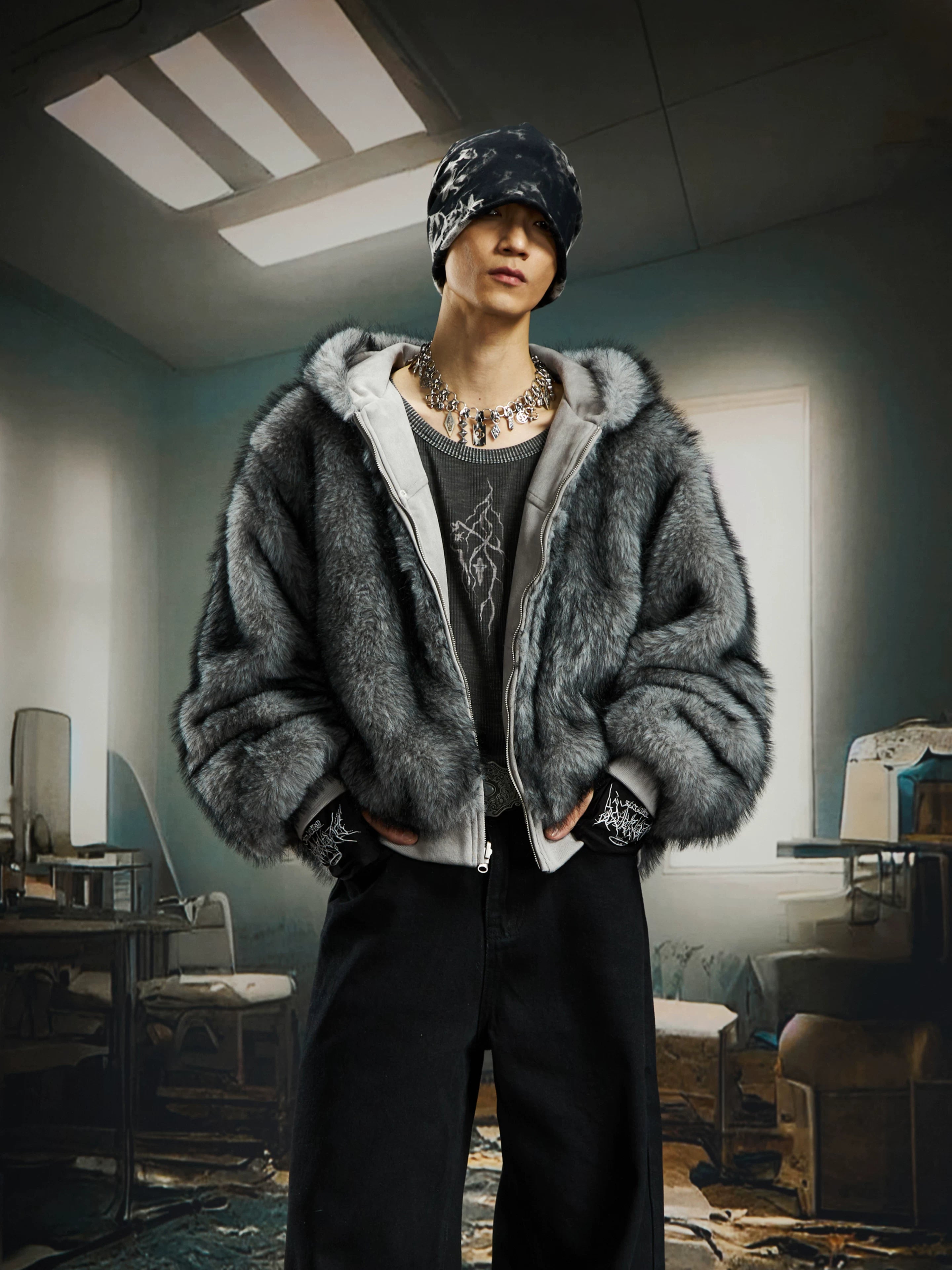 Reverb Reversible Faux‑Fur Hoodie Bomber