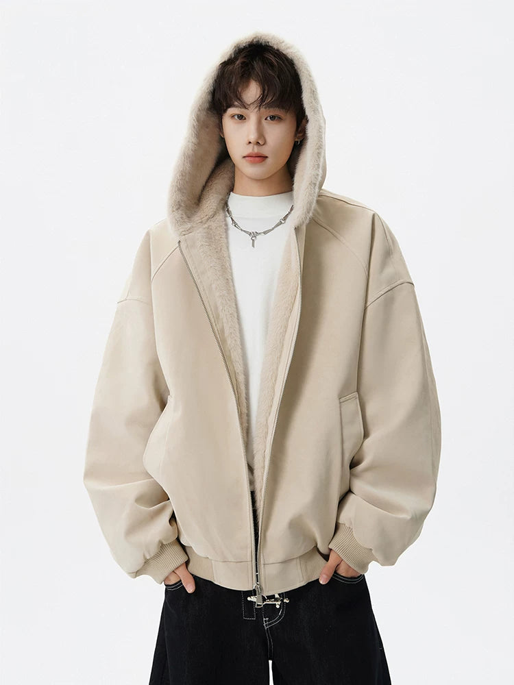 Dunecloud Plush‑Lined Hooded Bomber