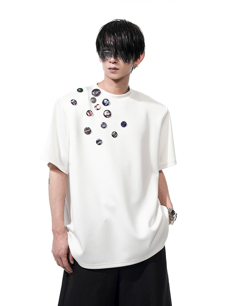Scattered Button/Badge Embellishments T-Shirt