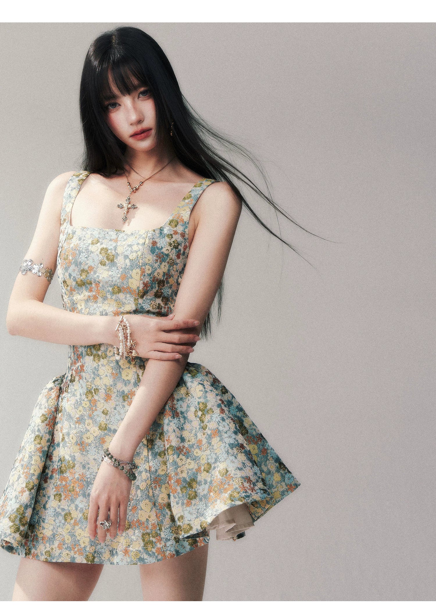 Garden Sonata Brocade Mini Dress
